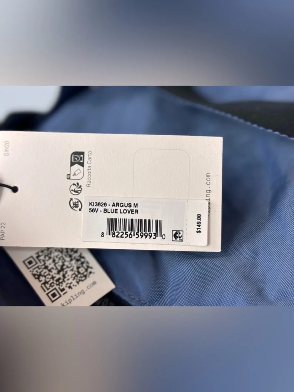 kipling argus blue lover duffle bag - Picture 14 of 15